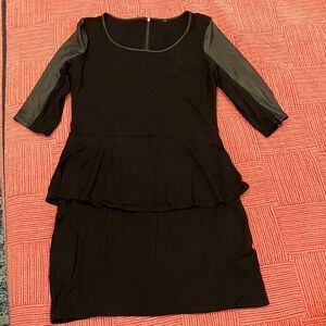 Kenzie women’s dress Elegant Black Dress with leatherette sleeves